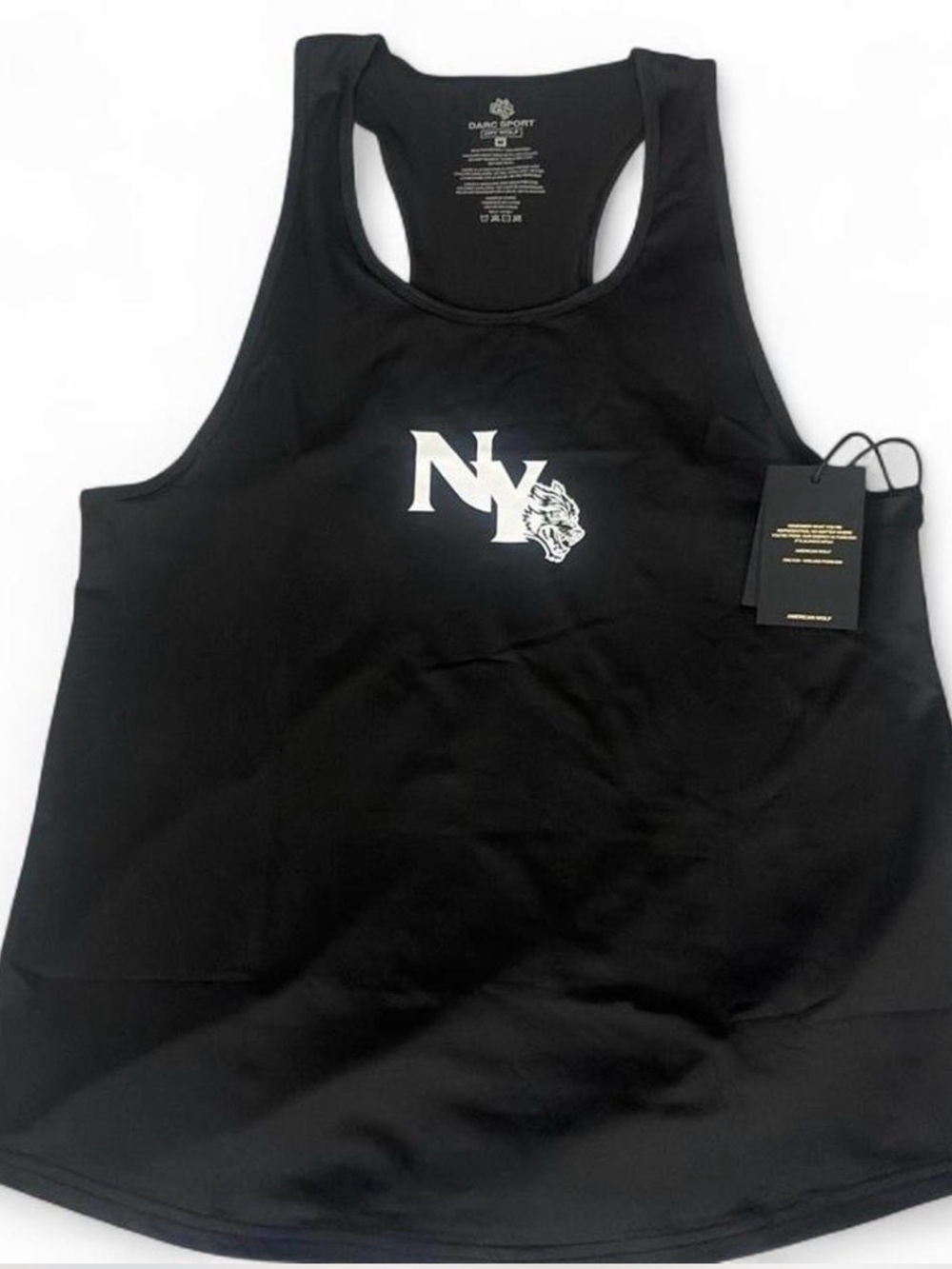 Darc Sport Black Racerback Tank with White NY Tiger Graphic
